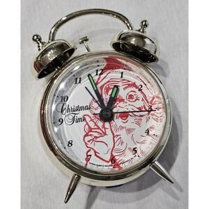 New Department 56 Wake Up Santa Alarm Clock Ornament Working Clock 4" Tall